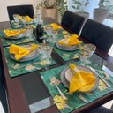 Ver imagem 3 de Kit 8 Serviços Americanos Folhas Verde e Amarelo Impermeável - 35 x 45cm