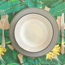 Ver imagem 1 de Kit 8 Serviços Americanos Folhas Verde e Amarelo Impermeável - 35 x 45cm