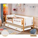 Ver imagem 1 de Bicama Infantil com Grade de Proteção e Colchões Mirela Branca/amêndoa + Luminária Led