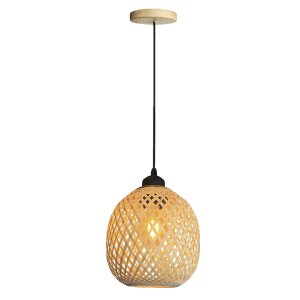 Pendente em Fibra Natural Artesanal de Bambu Quarto E27 Nat02