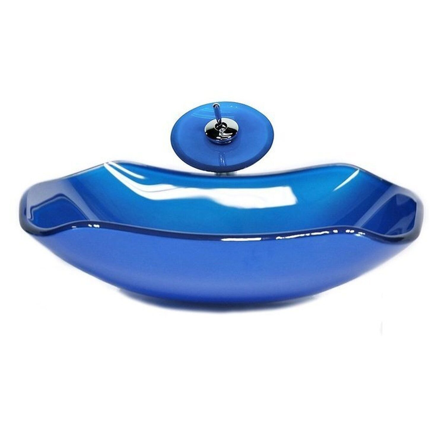 Cuba de Vidro Abaulada 45cm + Válvula + Torneira Cascata - 1