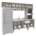 Ver imagem 2 de Cozinha Modulada com Balcão Pia Max 262 Cm Armário Nicho Forno Mdp Cinza Champanhe - Clicklar