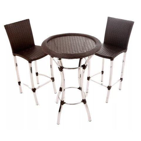 Conjunto de 2 Banquetas e Bistrô em Alumínio para Cozinha, Balcão, Edícula - Trama