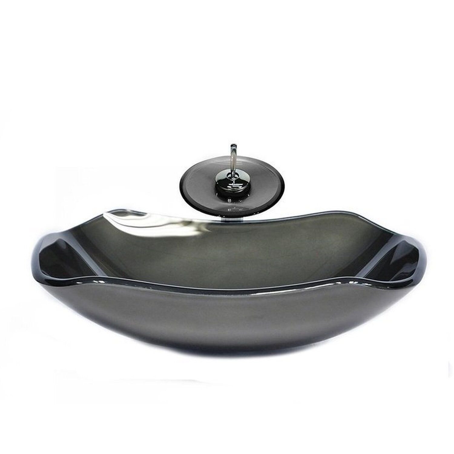 Cuba de Vidro Abaulada 45cm + Válvula + Torneira Cascata - 1