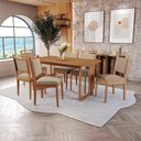 Ver imagem 1 de Conjunto Sala de Jantar Lina em Madeira Maciça 6 Cadeiras Linho Fendi