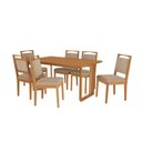 Ver imagem 2 de Conjunto Sala de Jantar Lina em Madeira Maciça 6 Cadeiras Linho Fendi