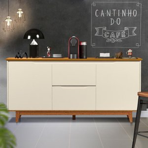 Aparador Cantinho Do Café 2 Portas 2 Gavetas Off White Freijó Flex Figueira Shop JM
