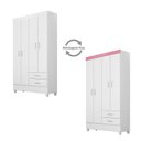 Ver imagem 4 de Guarda Roupa Solteiro Astro 4 Portas + 2 Gavetas - Demóbile:branco/rosa Flex