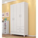Ver imagem 1 de Guarda Roupa Solteiro Astro 4 Portas + 2 Gavetas - Demóbile:branco/rosa Flex
