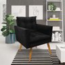 Poltrona Olivia Suede Preto Pés Palito Castanho - Pallazio - 2