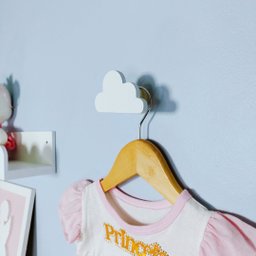 2 Ganchos de Parede Nuvem e Gota Infantil Bolsa Mochila:branco - 3