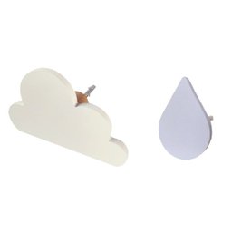 2 Ganchos de Parede Nuvem e Gota Infantil Bolsa Mochila:branco - 1