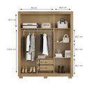 Ver imagem 4 de Kit Guarda Roupa Casal Dallas 3 Portas 2 Gavetas com Espelho e Cômoda Aspen 1 Porta 4 Gavetas I01 Ca