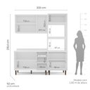 Ver imagem 3 de Cozinha Pérola com Tampo Completa 3 Peças Aéreo 3 Portas e Balcão 2 Gavetas 3 Portas e Torre Quente 