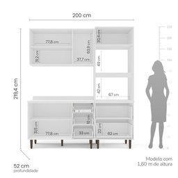 Cozinha Pérola com Tampo Completa 3 Peças Aéreo 3 Portas e Balcão 2 Gavetas 3 Portas e Torre Quente  - 3