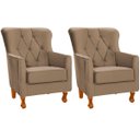 Ver imagem 1 de Kit 2 Poltronas para Sala Decorativas C/ Capitonê Carrara Veludo Castor