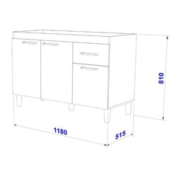 Balcão Para Pia 120Cm Indekes Sem Tampo 6115.491 Nogal - 2
