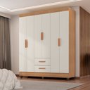 Ver imagem 1 de Roupeiro 6 Portas Lite 30466 com 2 Gavetas - Nature/off White Móveis Leão