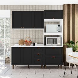 Cozinha Pérola com Tampo Completa 3 Peças Aéreo 3 Portas e Balcão 2 Gavetas 3 Portas e Torre Quente  - 2