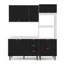 Ver imagem 3 de Cozinha Pérola com Tampo Completa 3 Peças Aéreo 3 Portas e Balcão 2 Gavetas 3 Portas e Torre Quente Yescasa