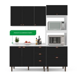 Cozinha Pérola com Tampo Completa 3 Peças Aéreo 3 Portas e Balcão 2 Gavetas 3 Portas e Torre Quente  - 5