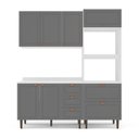 Ver imagem 3 de Cozinha Pérola com Tampo Completa Modulada 3 Peças Aéreo 3 Portas e Balcão 2 Gavetas 3 Portas e Torre Quente Yescasa Cinza/Branco