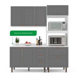 Cozinha Pérola com Tampo Completa 3 Peças Aéreo 3 Portas e Balcão 2 Gavetas 3 Portas e Torre Quente  - 5