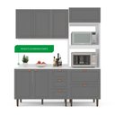 Ver imagem 5 de Cozinha Pérola com Tampo Completa Modulada 3 Peças Aéreo 3 Portas e Balcão 2 Gavetas 3 Portas e Torre Quente Yescasa Cinza/Branco
