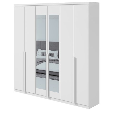 Guarda-roupas Alonzo 6 Portas C/esp e S/pes Pvc Branco 2.3 Móveis Lopas