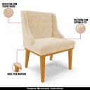 Ver imagem 4 de Poltrona Decorativa Base Fixa de Madeira Firenze Suede Bege/Castanho - Gran Belo