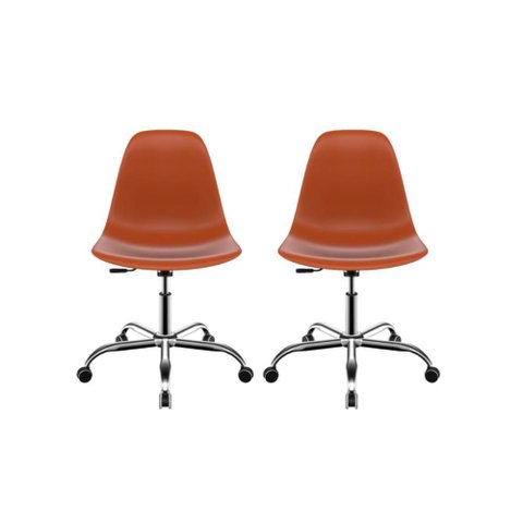 Kit 2 Cadeiras Eames Office Cromada - Cor Terracota