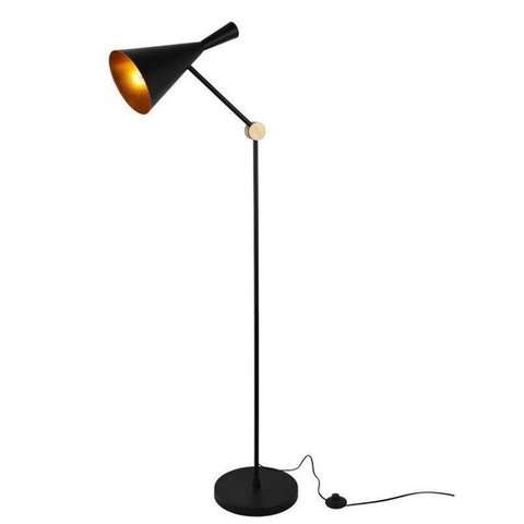 Coluna Preto Fosco e Cupula Detalhe Martelado Dourado 47x28xa150cm Cupula 18,5cm 1xe27 Tupiara