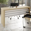 Ver imagem 3 de Mesa Escritorio Tampo Tamburato 136x60 cm Carvalho Branco Artany