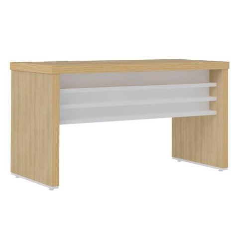 Mesa Escritorio Tampo Tamburato 136x60 cm Carvalho Branco Artany