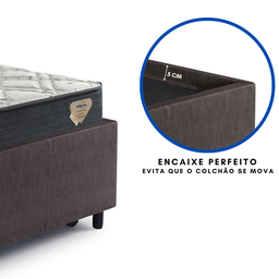 Bicama Box Solteiro Courino Linho Marrom 88x188 com Dois Colchões Adapto Molas Ensacadas Ecoflex - 8