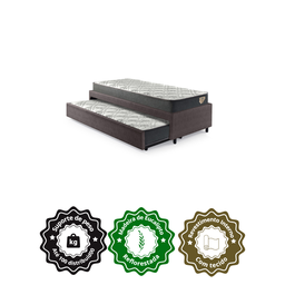 Bicama Box Solteiro Courino Linho Marrom 88x188 com Dois Colchões Adapto Molas Ensacadas Ecoflex - 5