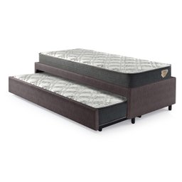 Bicama Box Solteiro Courino Linho Marrom 88x188 com Dois Colchões Adapto Molas Ensacadas Ecoflex - 9