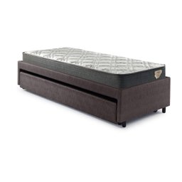 Bicama Box Solteiro Courino Linho Marrom 88x188 com Dois Colchões Adapto Molas Ensacadas Ecoflex - 10