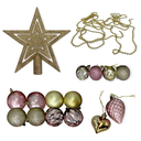 Ver imagem 3 de Kit Enfeites de Natal Bolas Estrela Dourado e Rosa Completo