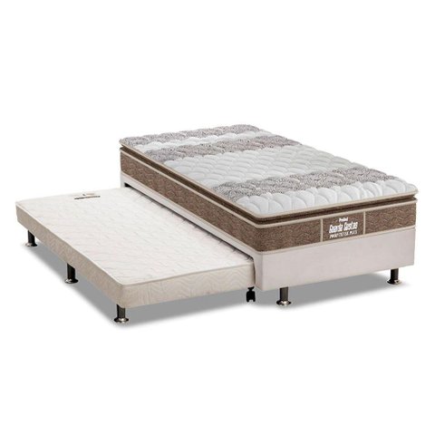 Cama Box c/Auxiliar Solteiro: Colchão Espuma Probel D33/EP Guarda Costas Plus Brown + Base CRC Coura