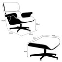 Ver imagem 4 de Poltrona Charles Eames com Puff Couro Natural Linha Premium Design Atemporal Sala Luxo - Branco