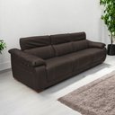 Ver imagem 2 de Sofá Elétrico Reclinável Sala de Estar Concepción U076 308cm Modulado Botão Touch Couro Marrom G49 -