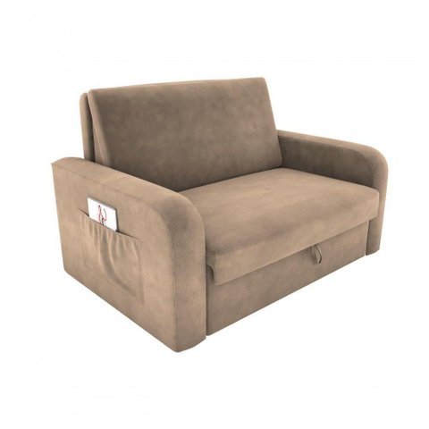 Sofá Cama Daiane 2 Lugares com Baú Suede Bege Matrix