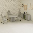 Ver imagem 5 de Mesa de Reunião Redonda 110cm X 110cm com 4 Lugares e Pés Painel para Escritório Corporate