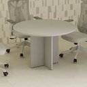 Ver imagem 1 de Mesa de Reunião Redonda 110cm X 110cm com 4 Lugares e Pés Painel para Escritório Corporate