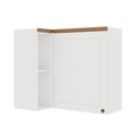 Ver imagem 1 de Armário Aéreo de Canto 93cm para Cozinha Modulada Nichos Mdf Cor:branco com Ébano