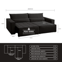 Ver imagem 4 de Sofa Cama 260cm Retratil e Reclinavel 4 Lugares Nepal Preto