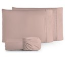 Ver imagem 1 de Jogo de Lençol King 3 Peças 180 Fios Algodão Liso:rose