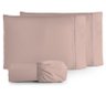 Jogo de Lençol King 3 Peças 180 Fios Algodão Liso:rose - 1