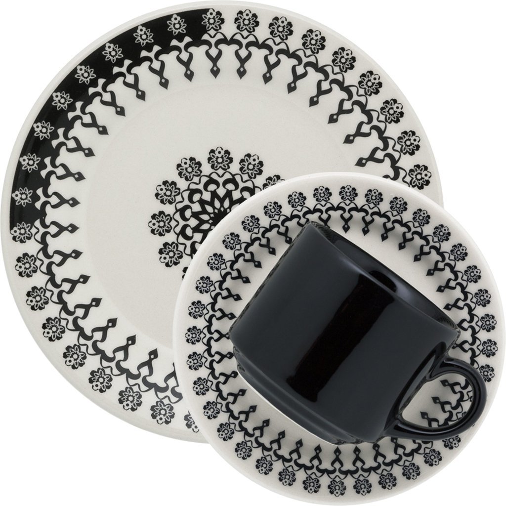 Kit Jogo Café Lanche Oxford® Donna Folk 16 Peças MadeiraMadeira